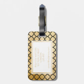 金ゴールド、白黒のクローバーの荷物のラベル ラゲッジタグ (裏面縦)