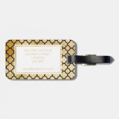 金ゴールド、白黒のクローバーの荷物のラベル ラゲッジタグ (裏面横)