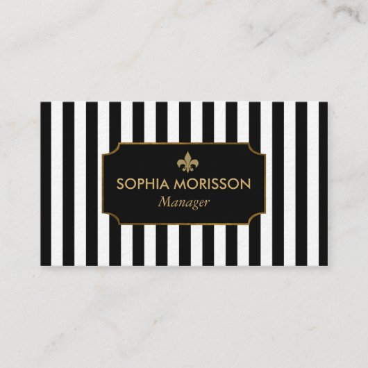 金ゴールド、白黒のストライプモノグラカスタムム 名刺 (正面)
