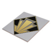 金ゴールド、白黒アールデコセラミック タイル (側面)