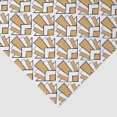 金ゴールド、白黒アールデコ扇花パターン 薄葉紙 (詳細)