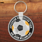金ゴールド、白黒サッカー⚽キーチェーン キーホルダー (正面)