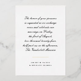 金ゴールド、白黒スクリプト結婚式招待状F 箔招待状