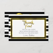 金ゴールド、白黒ストライプのなサンキューカード サンキューカード (正面/裏面)