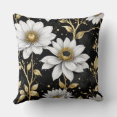 金ゴールド、白黒フローラ クッション (裏面)