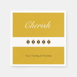 金ゴールド(白黒フローラ) スタンダードカクテルナプキン