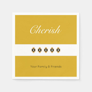 金ゴールド(白黒フローラ) スタンダードカクテルナプキン