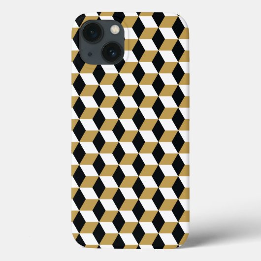 金ゴールド、白黒3Dキューブパターン Case-Mate iPhoneケース (裏面)
