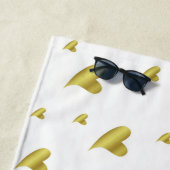 金ゴールド，白，ハート，愛，バレンタイン，形，記号， ビーチタオル (インサイチュ)