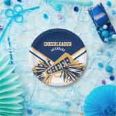 金ゴールド、白、青のチアリーダー ペーパープレート (パーティー)