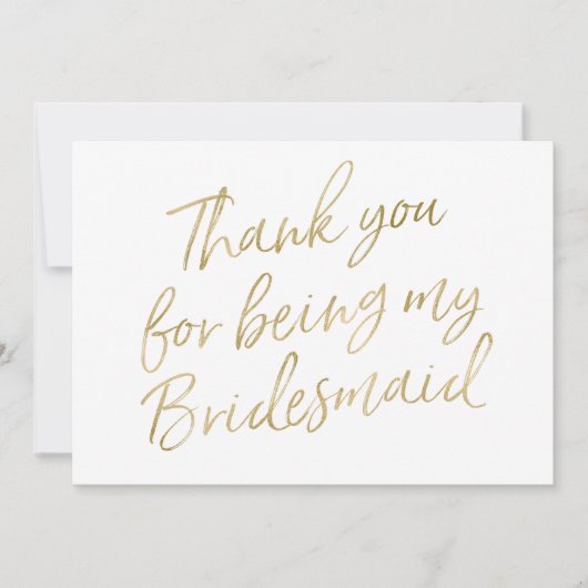 金ゴールド「私の花嫁になってくれてありがとう」 サンキューカード (正面)
