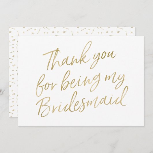 金ゴールド「私の花嫁になってくれてありがとう」 サンキューカード (正面/裏面)