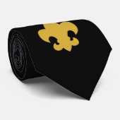 金ゴールド(紋章の)フラ・ダ・リオン黒 ネクタイ (ロール)