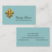 金ゴールド（紋章の）フラ・ダ・リ名刺の色 名刺 (正面/裏面)