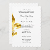 金ゴールド（紋章の）フラ・ダ・リ結婚式招待状 招待状 (正面/裏面)