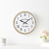 金ゴールド（紋章の）フラ・ダ・リ（縦ローマ数字） ラージ壁時計 (ホーム)