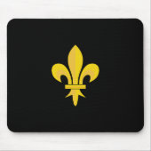 金ゴールド（紋章の）フラ・ダ・リ（黒いマウスパッド） マウスパッド (正面)