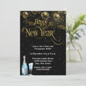 金ゴールド··紙吹雪エレガント·ニューイーブ·パーティー 招待状 (スタンド正面)