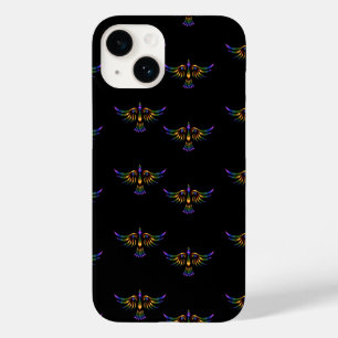 金ゴールド、紫と緑の抽象芸術の黒 Case-Mate iPhone 14ケース