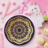 金ゴールド・紫曼荼羅 ペーパープレート (パーティー)