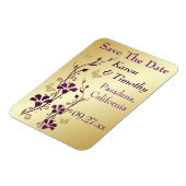 金ゴールド、紫色の蝶フローラ日付磁石を保存 マグネット (左側)