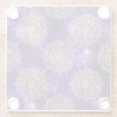 金ゴールド&紫銀河系法曼荼羅のパターン ガラスコースター (裏面)