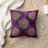 金ゴールド&紫銀河系法曼荼羅のパターン クッション (ブランケット)