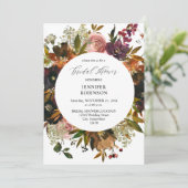 金ゴールド、紫、赤面ピンクフローラブライダルシャワー 招待状 (スタンド正面)