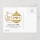 金ゴールド、結婚と明るいクリスマス日付を保存 案内ポストカード (裏面)
