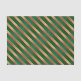 金ゴールド、緑および赤の対角線ストライプ線 薄葉紙