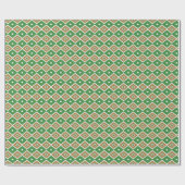 金ゴールド、緑と白のダイヤモンド ラッピングペーパー (フラット)