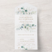 金ゴールド・緑色植物学結婚院 オールインワン招待状 (内側)