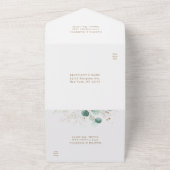 金ゴールド・緑色植物学結婚院 オールインワン招待状 (外側)