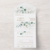 金ゴールド・緑色植物学結婚院 オールインワン招待状 (内側)