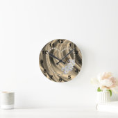 金ゴールド,緑,アイボリー,青,シルク&パール ラウンド壁時計 (ホーム)