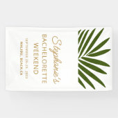 金ゴールド、緑、白い椰子の葉のバチェロレッテ週末 横断幕 (横)