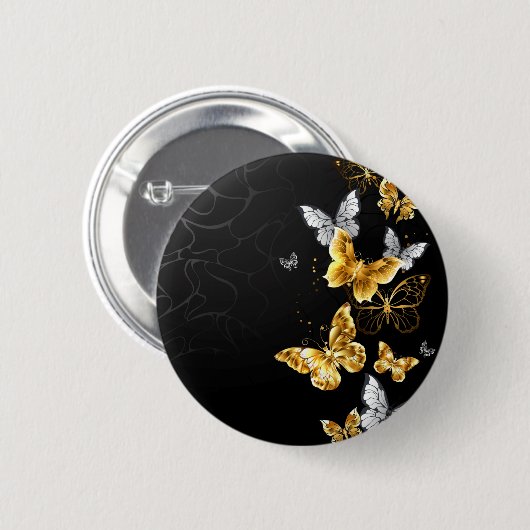 金ゴールド 缶バッジ (正面&裏面)