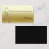 金ゴールド、蝶と黒いフローラ座席表 プレイスカード (正面/裏面)