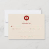 金ゴールド/赤サークルダブル幸中国のせ結婚の 出欠カード (正面)