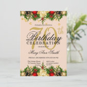 金ゴールド&赤面ホリデーグリッター70thバースデーパーティー 招待状 (スタンド正面)