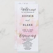 金ゴールド、赤面&オフホワイトスターズ結婚式 プログラム (正面/裏面)