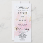 金ゴールド、赤面&オフホワイトスターズ結婚式 プログラム (正面)