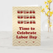 金ゴールド、赤、銀のグリッターの労働日カード カード (黄色い花)