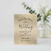 金ゴールド&金ゴールドグリッター-セーブ・ザ・デート案内 案内ポストカード (スタンド正面)