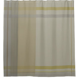 金ゴールド、銀の銅、グレーとbeigesの格子状 シャワーカーテン