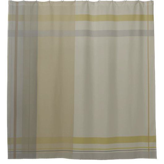 金ゴールド、銀の銅、グレーとbeigesの格子状 シャワーカーテン (正面)