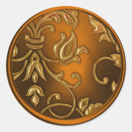 金ゴールド・銅ダマスク封筒用シール ラウンドシール