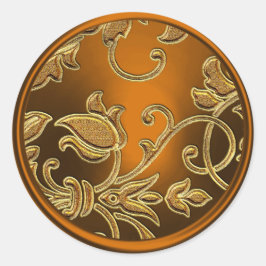 金ゴールド・銅ダマスク封筒用シール ラウンドシール