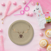 金ゴールド〔雄ジカの〕枝角とブラウン紙素朴結婚ズ ペーパープレート (パーティー)