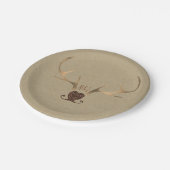 金ゴールド〔雄ジカの〕枝角とブラウン紙素朴結婚ズ ペーパープレート (アングル)